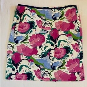 Talbots pink, navy and green, fully lined floral skirt